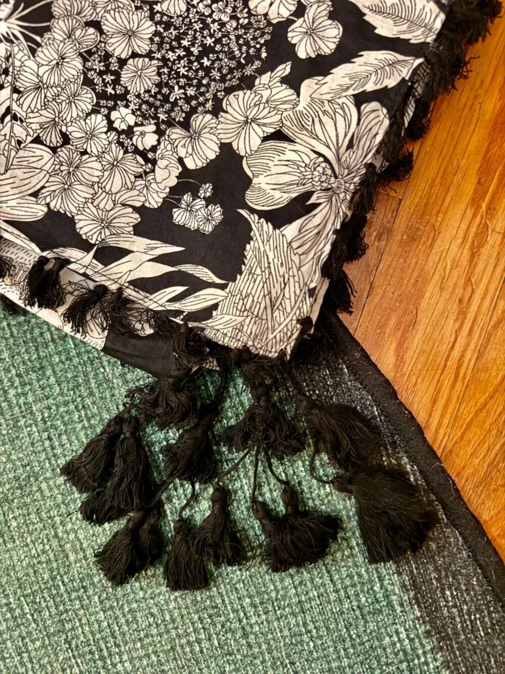 Liberty of London for Target Floral Scarf Black White Tassel